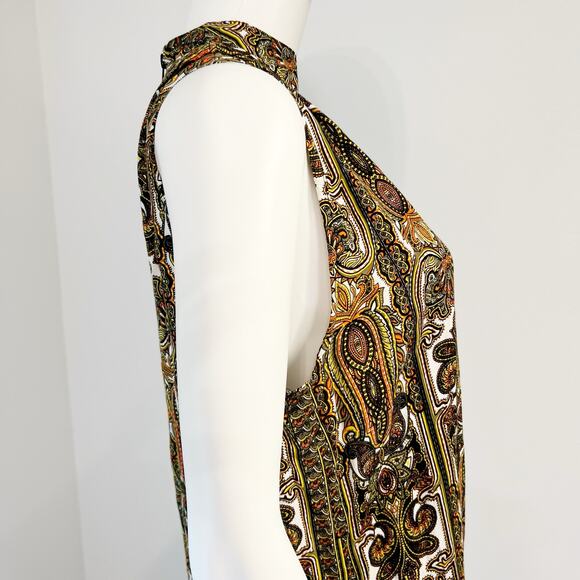 MOTEL Paisley Mockneck Sleeveless Shift Mini Dress Size M - Picture 3 of 9